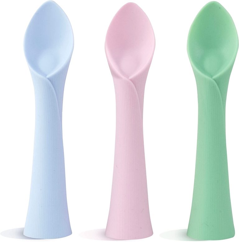 ZOKJSW Lot De 4 Cuillères Bébé En Silicone Souple - Apprentissage Auto-alimentation, Pliable